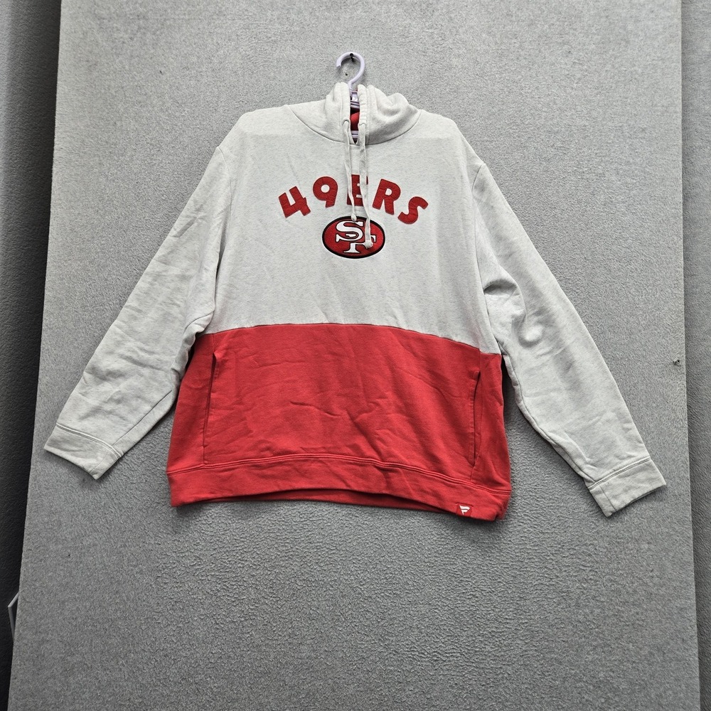 San Francisco 49ers Men Hoodie 2XL Gray Embroidered Fanatics Colorblock Fleece